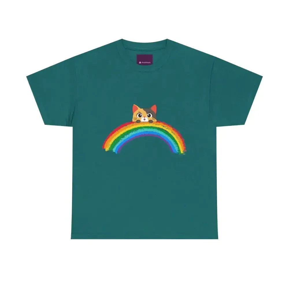 Cute Rainbow Cat Unisex tee, Summer Essential T-shirt for Cat Lovers - FloofChonk