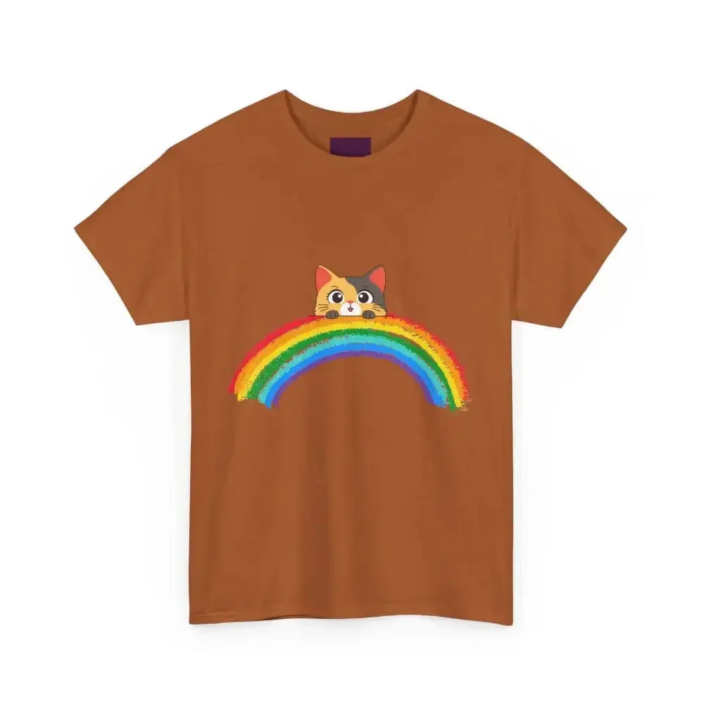 Cute Rainbow Cat Unisex tee, Summer Essential T-shirt for Cat Lovers - FloofChonk