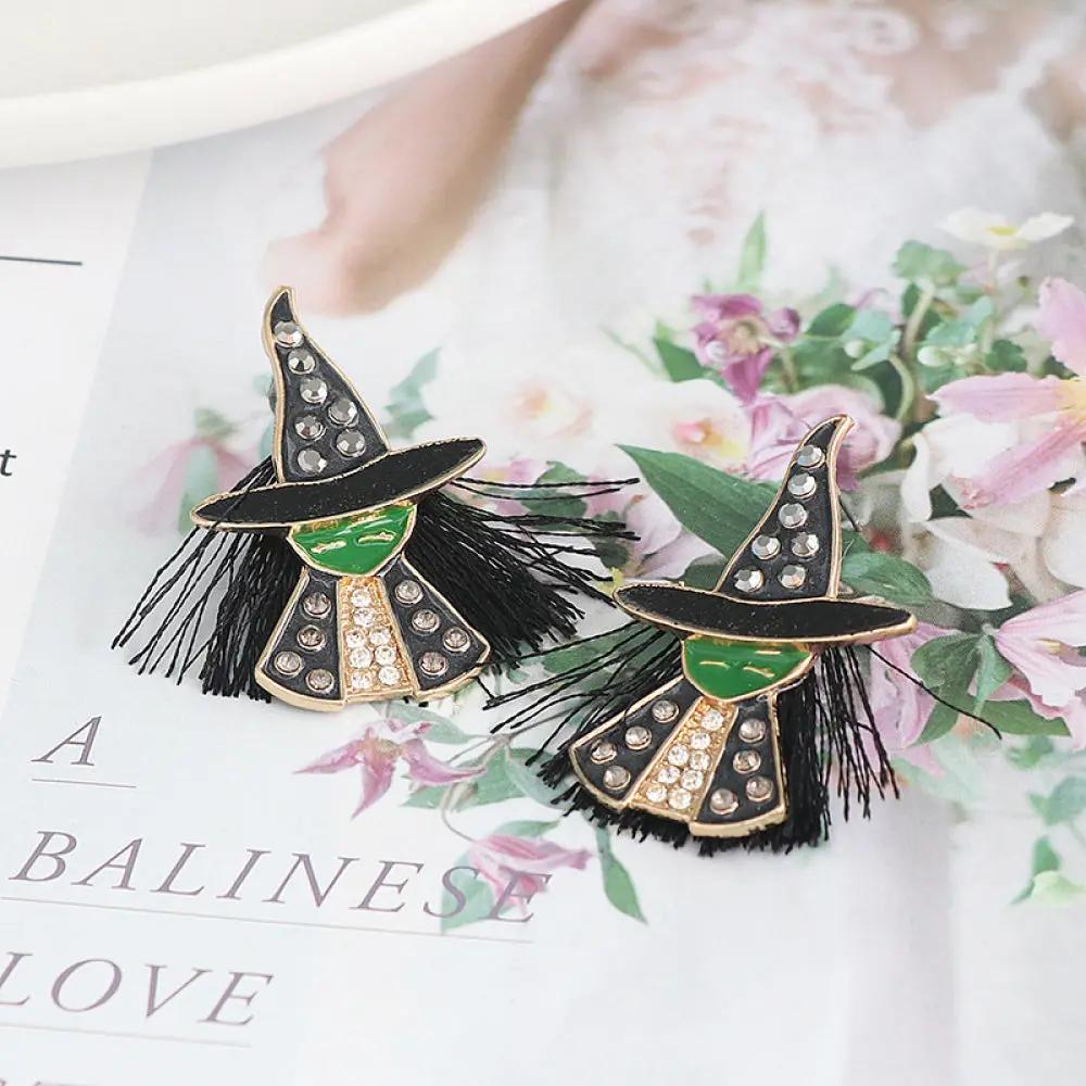 Witch Rhinestone Alloy Earrings - FloofChonk