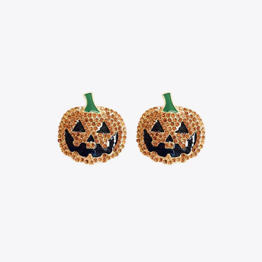 Demon Pumpkin Rhinestone Alloy Earrings - FloofChonk