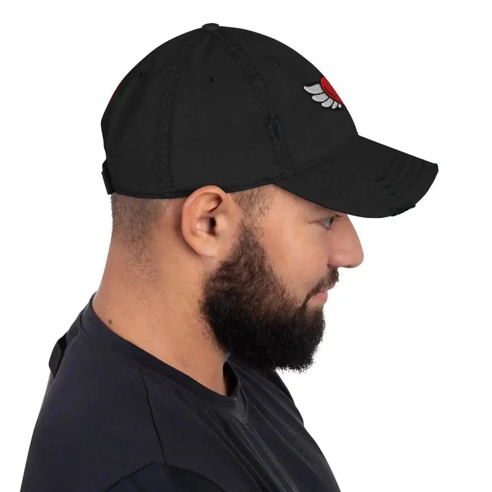 Distressed Dad Hat with Embroidered Heart - FloofChonk