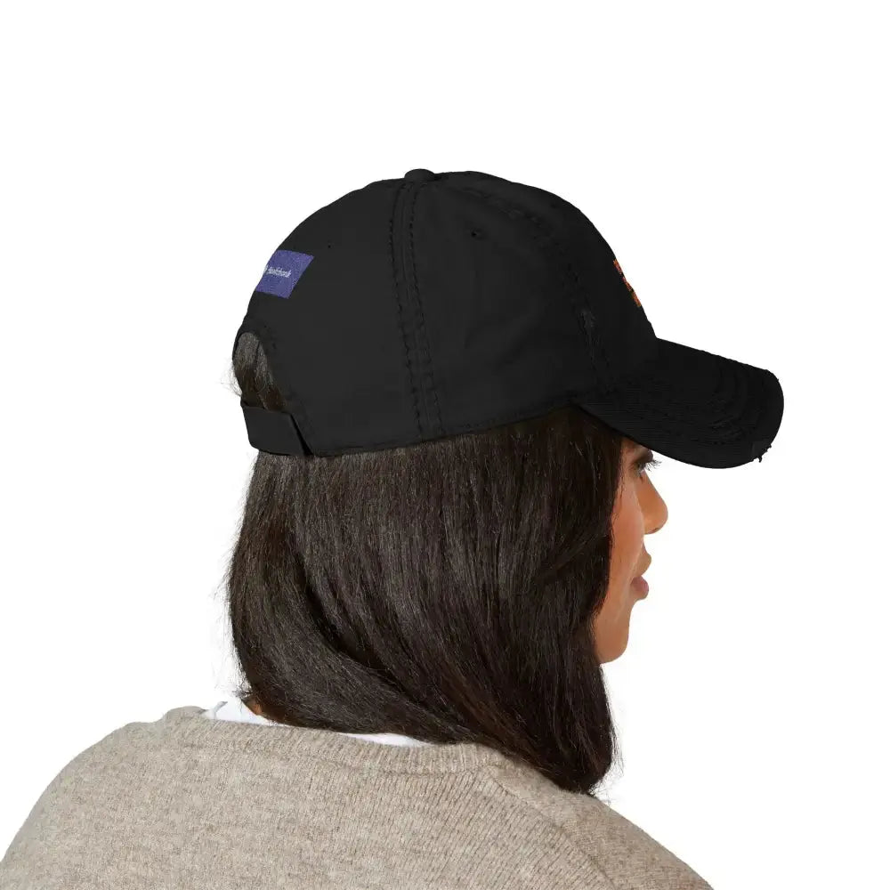 Distressed Dad Hat with ’Resist Right Meow’ Embroidery - Hats