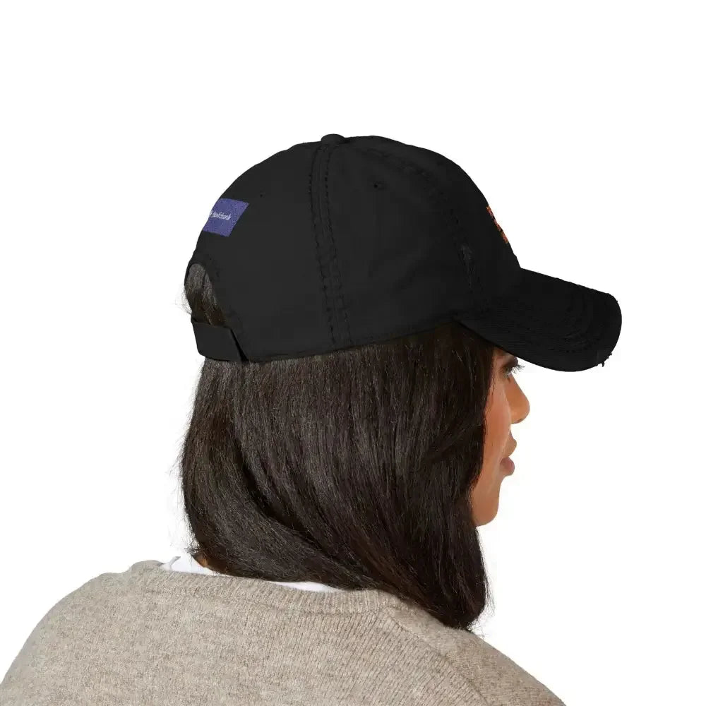 Distressed Dad Hat with 'Resist Right Meow' Embroidery - FloofChonk