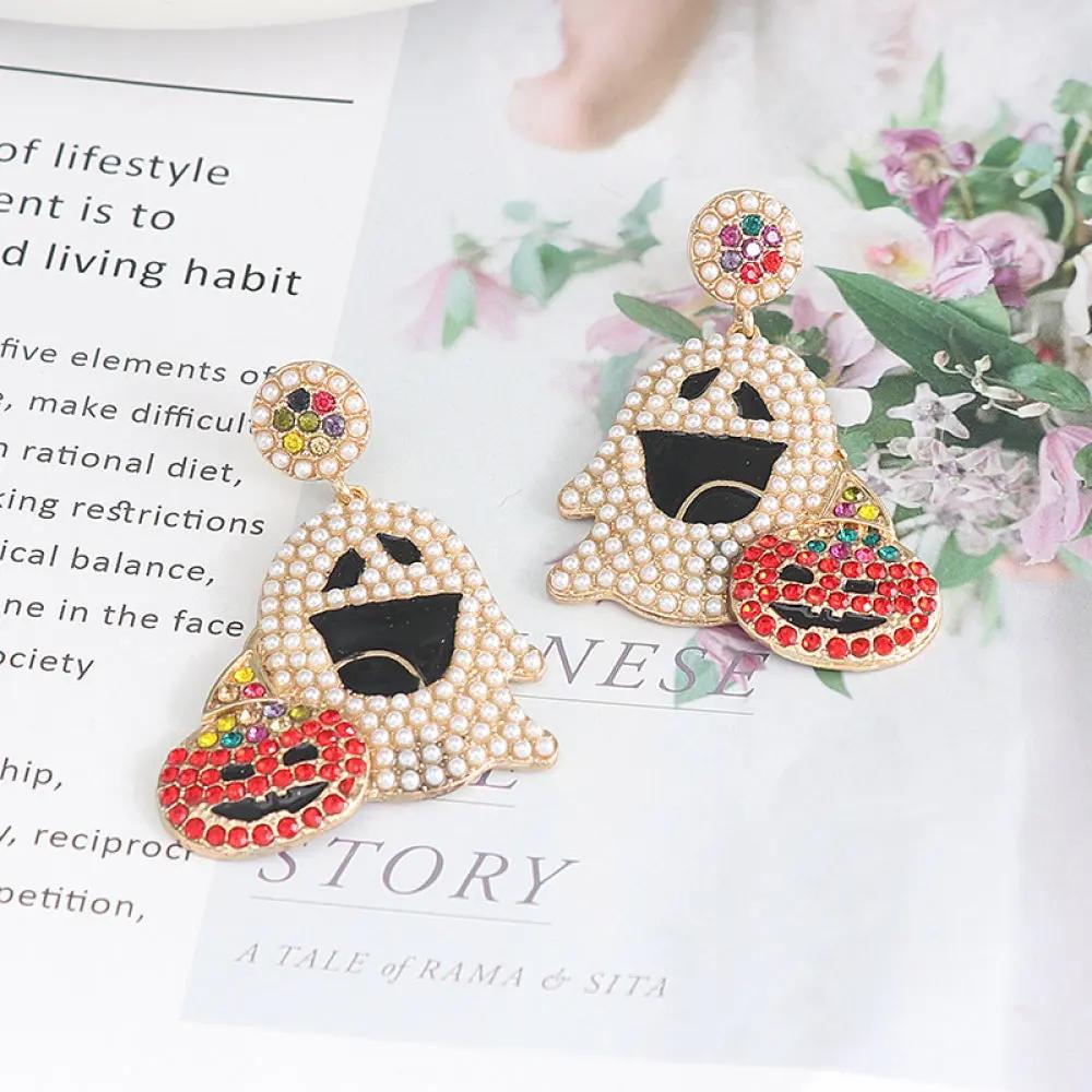 Ghost Rhinestone Alloy Earrings - FloofChonk