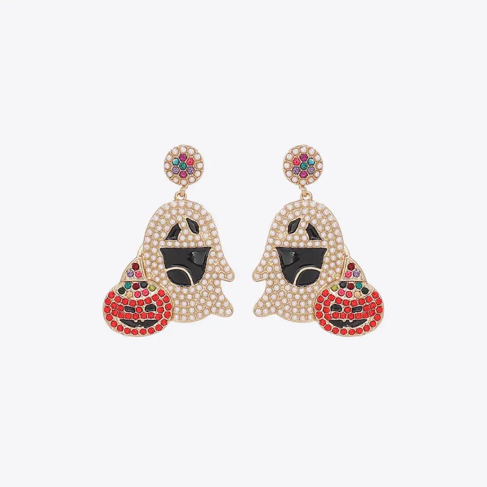 Ghost Rhinestone Alloy Earrings - FloofChonk