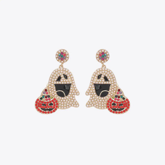 Ghost Rhinestone Alloy Earrings - FloofChonk