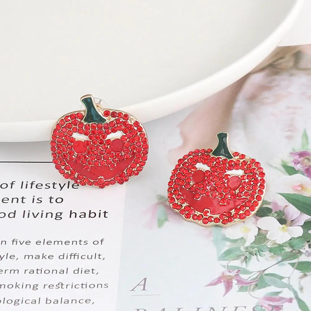 Demon Pumpkin Rhinestone Alloy Earrings - FloofChonk