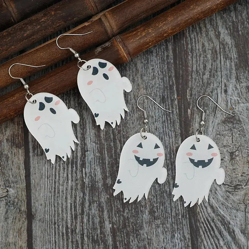 2 Piece Alloy Acrylic Ghost Dangle Earrings - FloofChonk