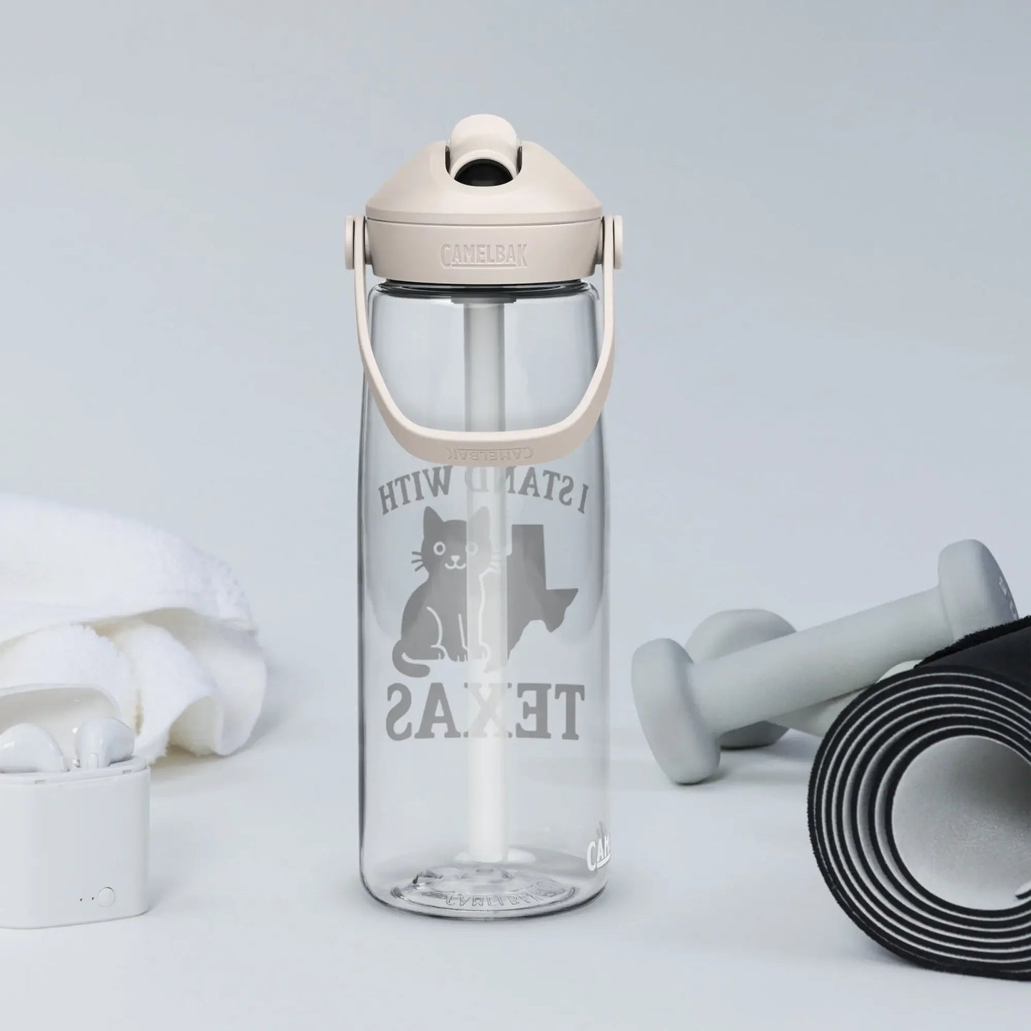 I Stand with Texas Flip Straw Water Bottle - FloofChonk