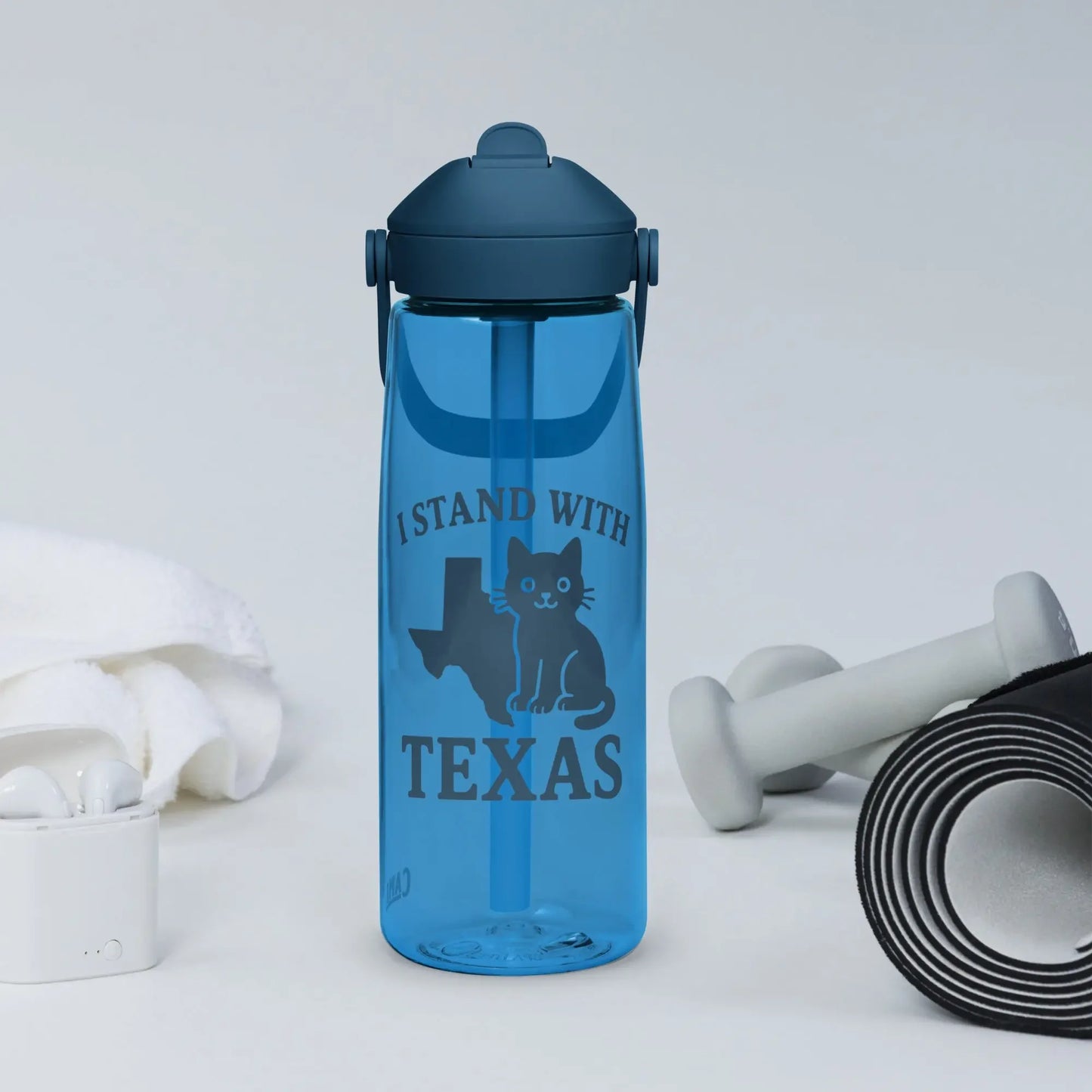 I Stand with Texas Flip Straw Water Bottle - FloofChonk