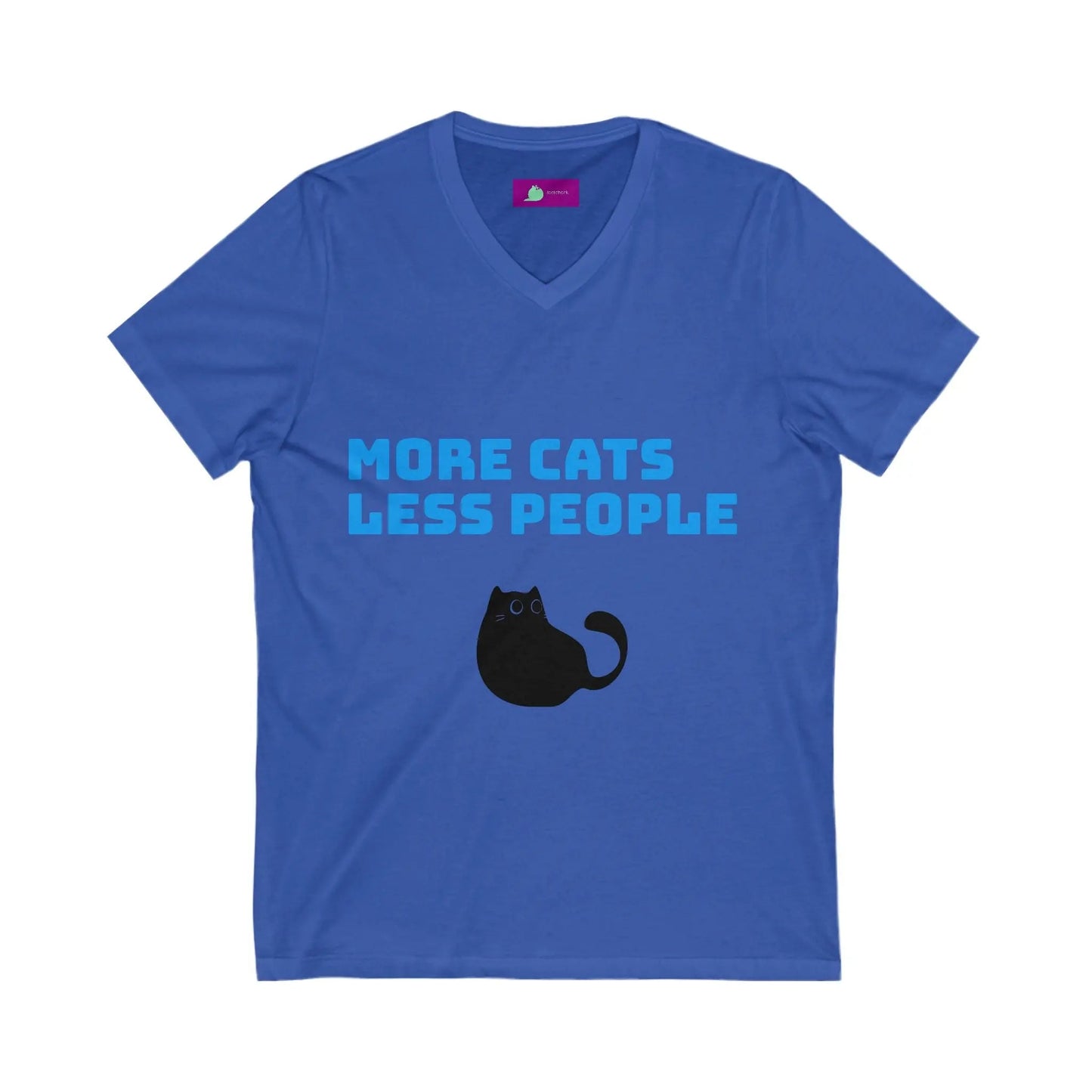Funny Cat Lover V - Neck Tee - Unisex Jersey Short Sleeve Shirt, Gift for Cat Lovers, Pet Adoption Awareness, Casual Wear, Birthday Gift - FloofChonk