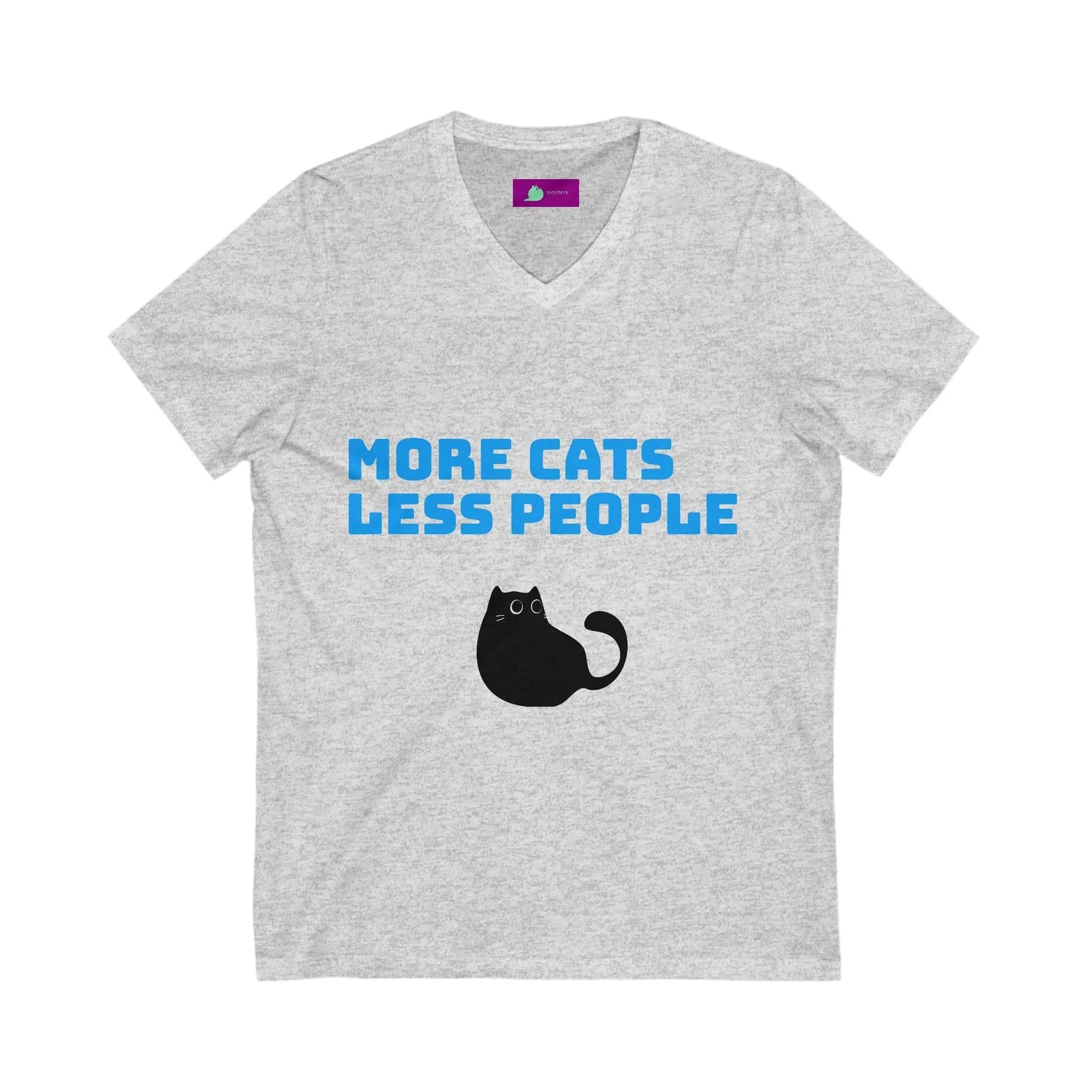 Funny Cat Lover V - Neck Tee - Unisex Jersey Short Sleeve Shirt, Gift for Cat Lovers, Pet Adoption Awareness, Casual Wear, Birthday Gift - FloofChonk