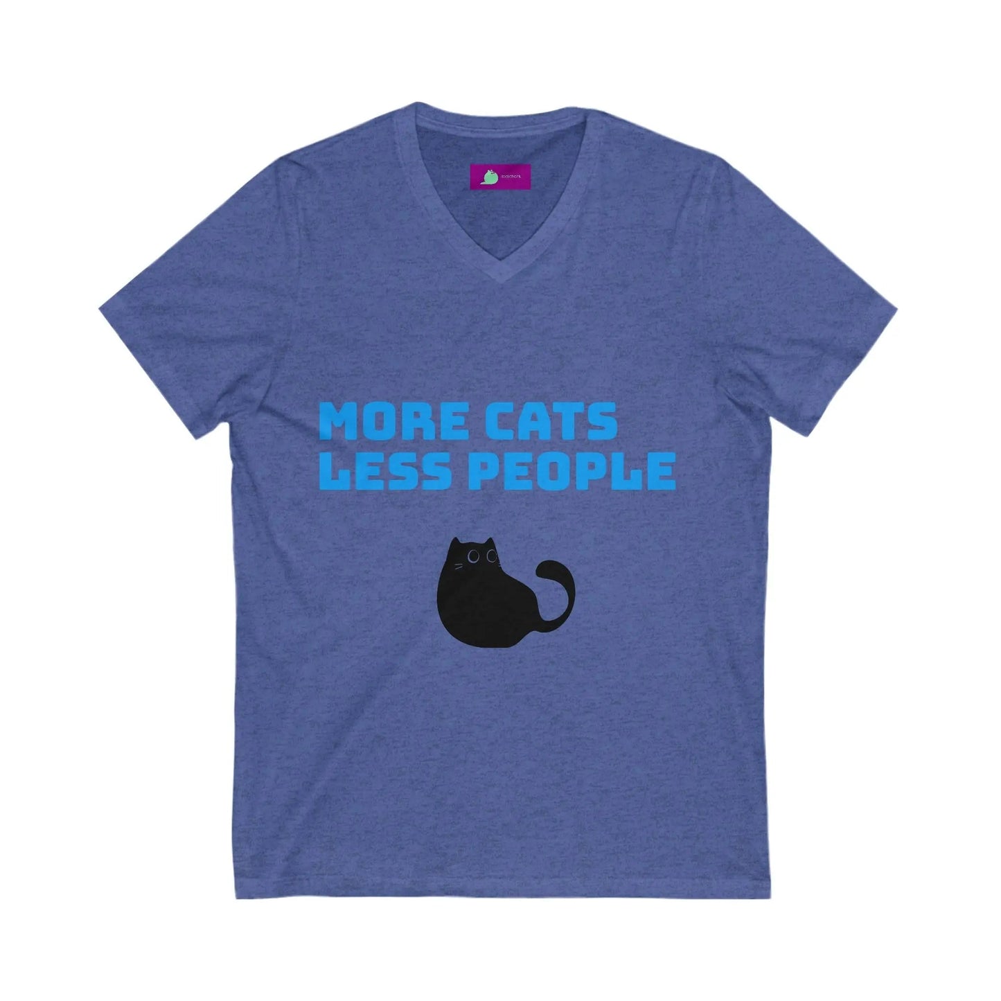 Funny Cat Lover V - Neck Tee - Unisex Jersey Short Sleeve Shirt, Gift for Cat Lovers, Pet Adoption Awareness, Casual Wear, Birthday Gift - FloofChonk