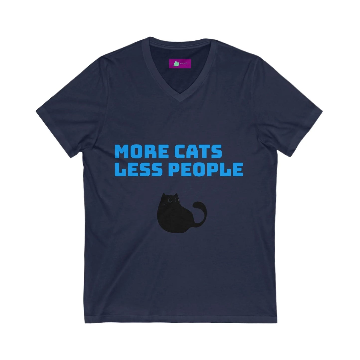 Funny Cat Lover V - Neck Tee - Unisex Jersey Short Sleeve Shirt, Gift for Cat Lovers, Pet Adoption Awareness, Casual Wear, Birthday Gift - FloofChonk