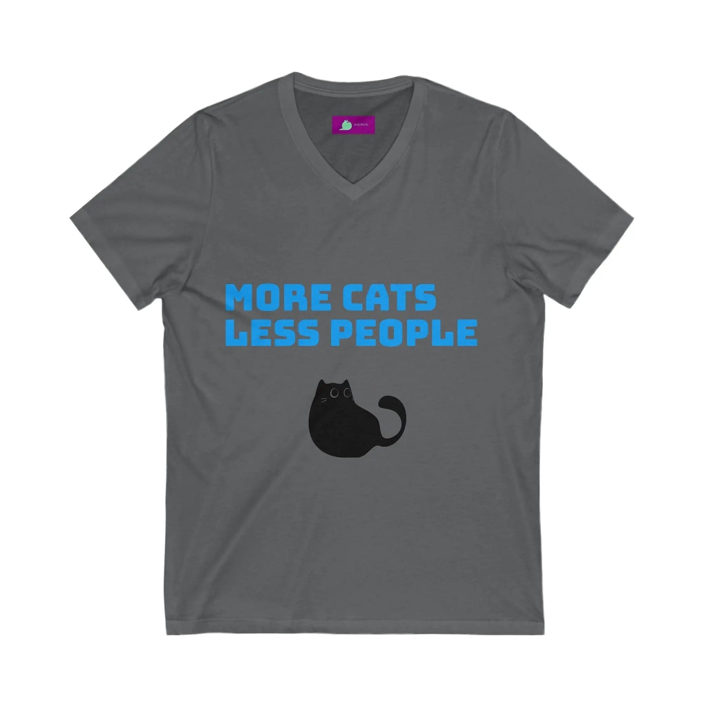 Funny Cat Lover V - Neck Tee - Unisex Jersey Short Sleeve Shirt, Gift for Cat Lovers, Pet Adoption Awareness, Casual Wear, Birthday Gift - FloofChonk