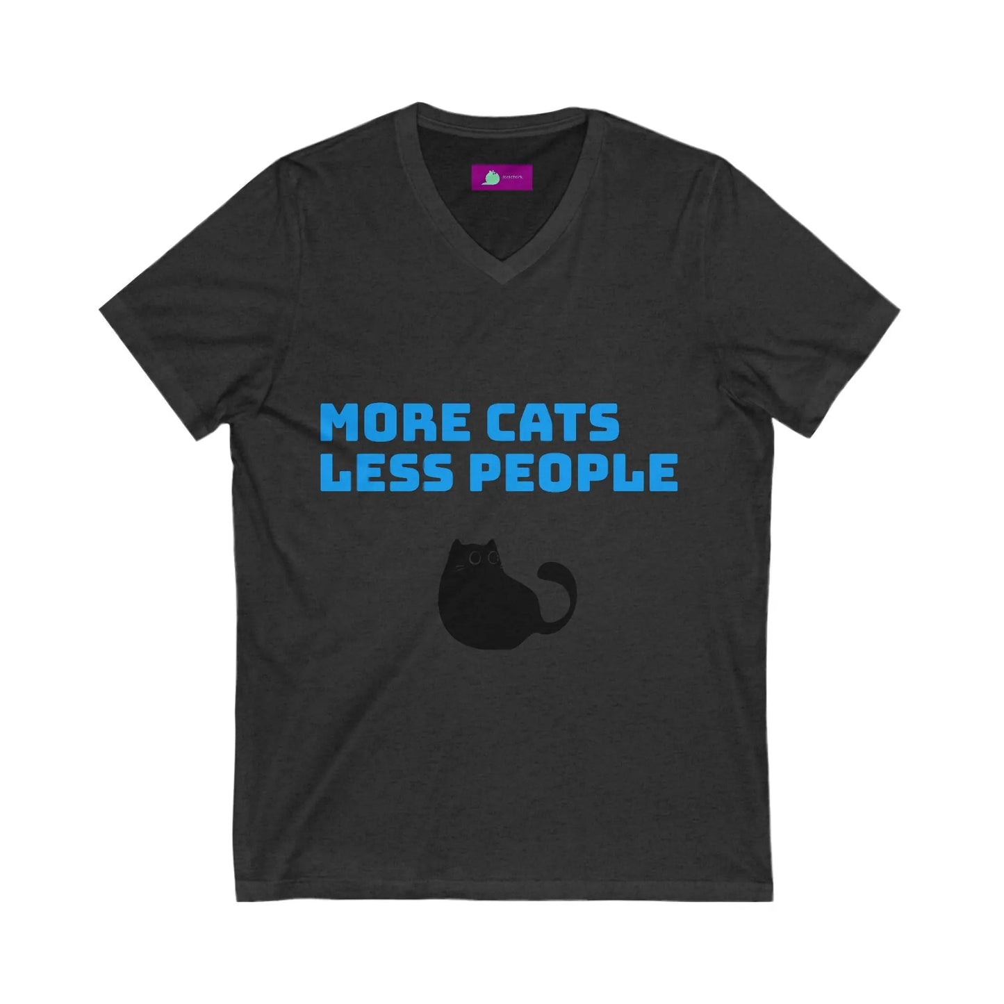 Funny Cat Lover V - Neck Tee - Unisex Jersey Short Sleeve Shirt, Gift for Cat Lovers, Pet Adoption Awareness, Casual Wear, Birthday Gift - FloofChonk
