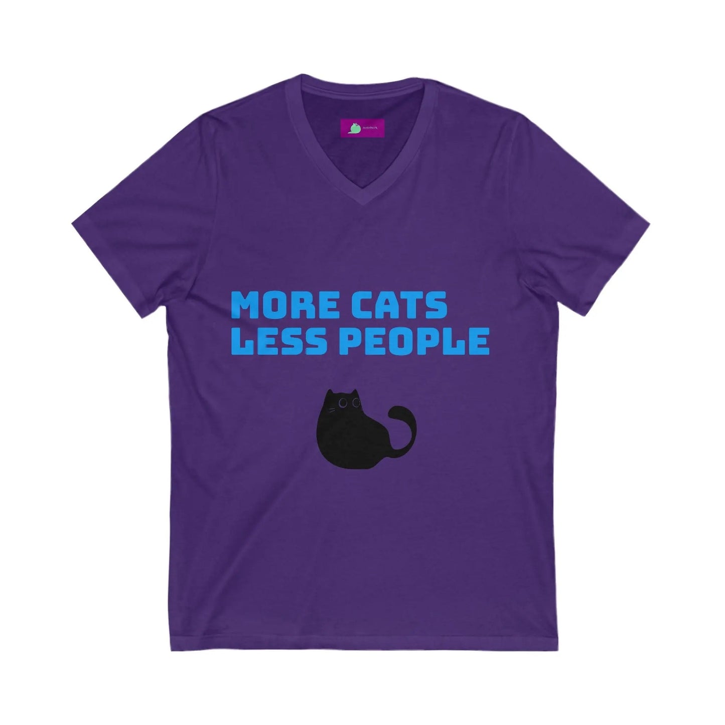Funny Cat Lover V - Neck Tee - Unisex Jersey Short Sleeve Shirt, Gift for Cat Lovers, Pet Adoption Awareness, Casual Wear, Birthday Gift - FloofChonk