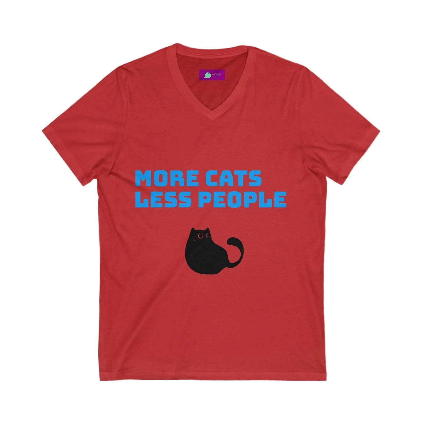Funny Cat Lover V - Neck Tee - Unisex Jersey Short Sleeve Shirt, Gift for Cat Lovers, Pet Adoption Awareness, Casual Wear, Birthday Gift - FloofChonk