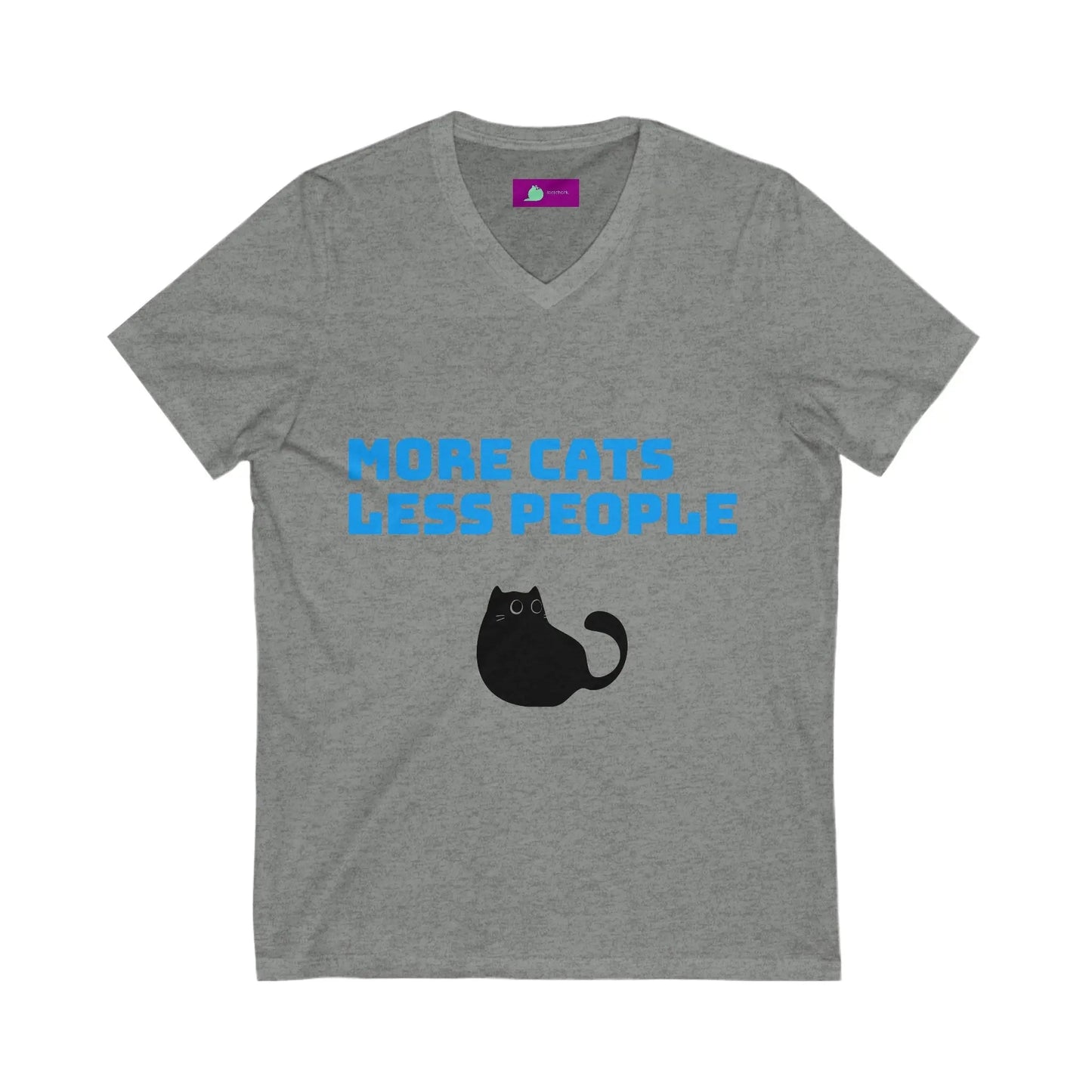 Funny Cat Lover V - Neck Tee - Unisex Jersey Short Sleeve Shirt, Gift for Cat Lovers, Pet Adoption Awareness, Casual Wear, Birthday Gift - FloofChonk