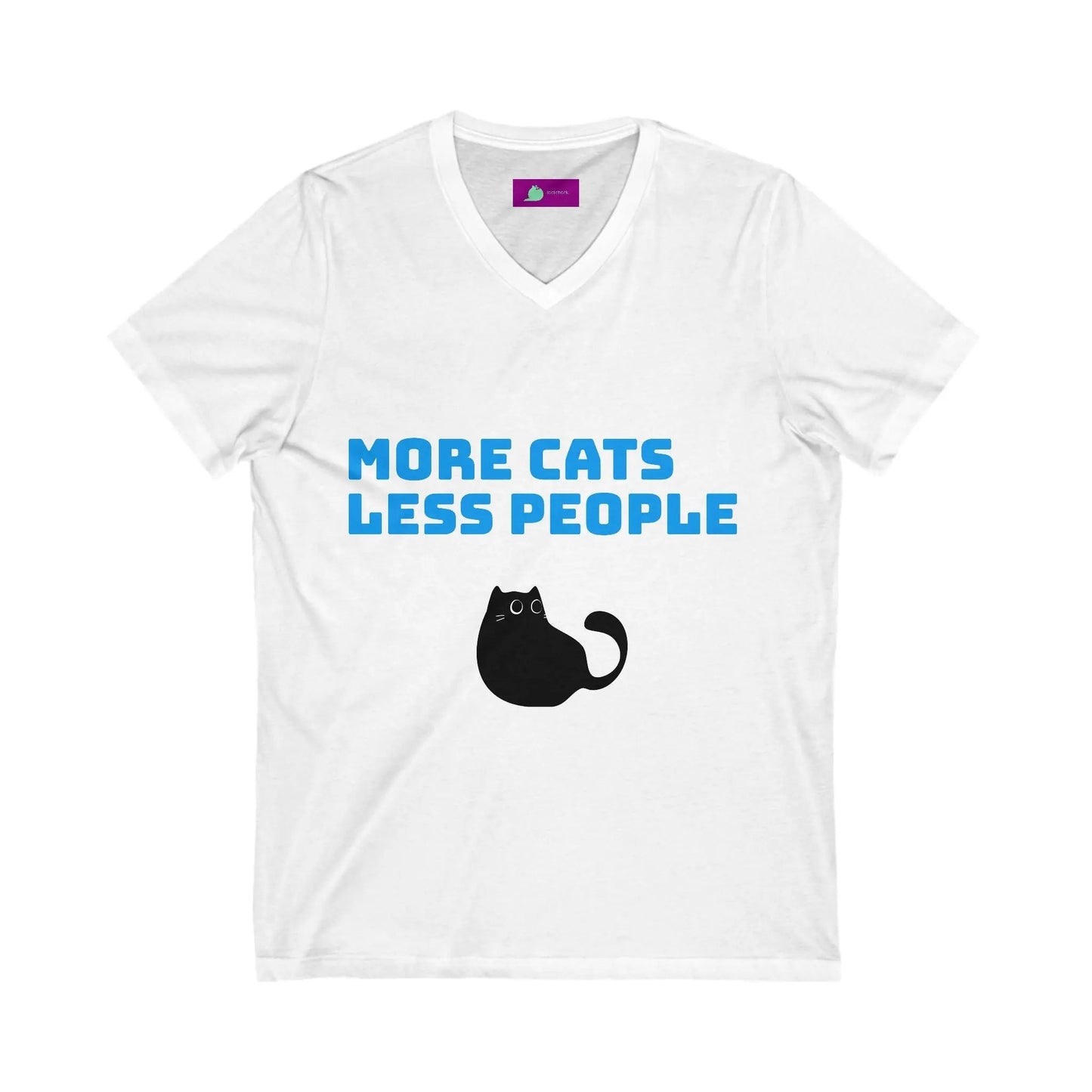 Funny Cat Lover V - Neck Tee - Unisex Jersey Short Sleeve Shirt, Gift for Cat Lovers, Pet Adoption Awareness, Casual Wear, Birthday Gift - FloofChonk