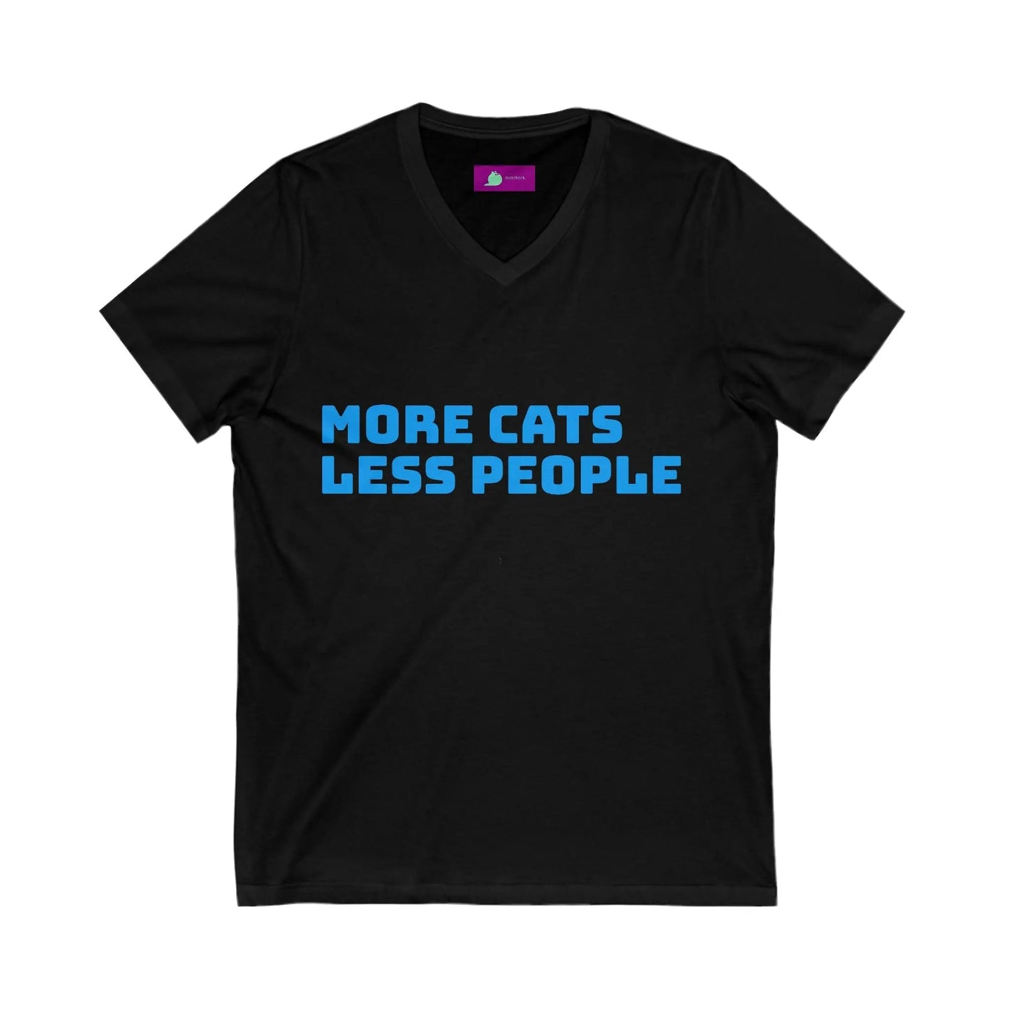 Funny Cat Lover V - Neck Tee - Unisex Jersey Short Sleeve Shirt, Gift for Cat Lovers, Pet Adoption Awareness, Casual Wear, Birthday Gift - FloofChonk