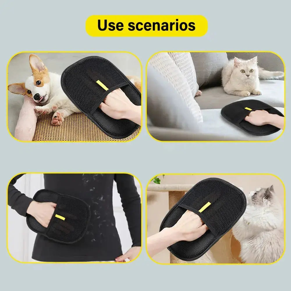 Fur-Free: Electrostatic Pet Hair Remover Gloves - black