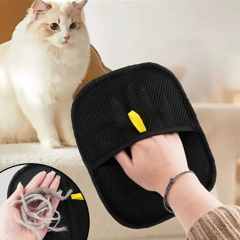 Fur-Free: Electrostatic Pet Hair Remover Gloves - black