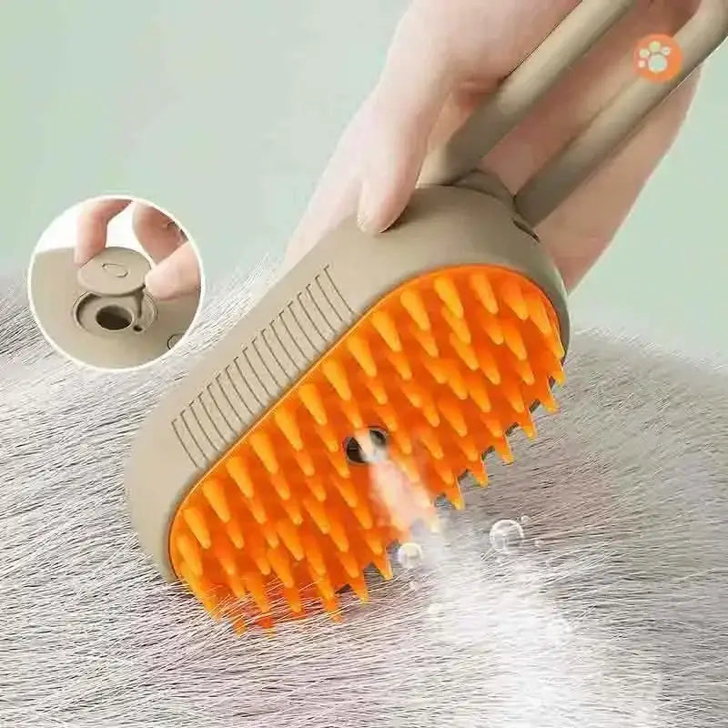 Gentle pet brush with mist