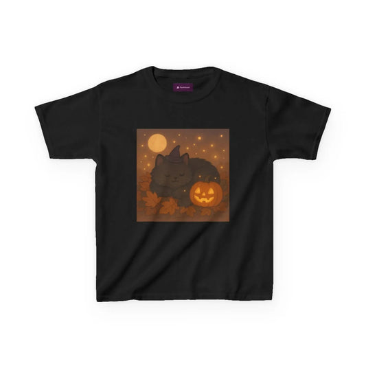Halloween Cat Tee, Fall Shirt, Cute Pumpkin Gift, Cozy Kids Clothes, Autumn Vibes, Trick or Treat Apparel - Kids T-Shirt, Sweatshirt, - FloofChonk