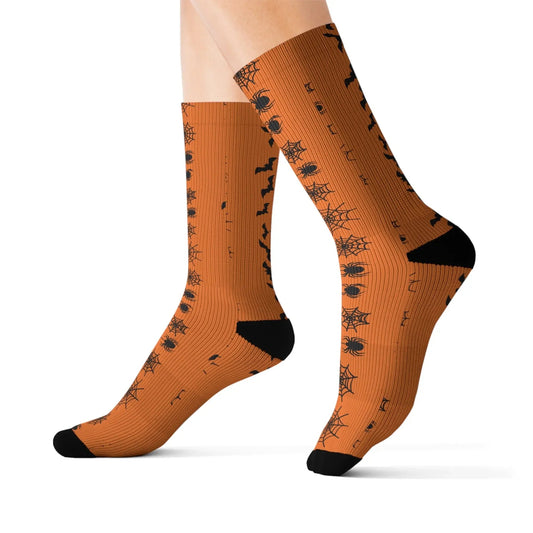 Halloween Themed Socks, Spooky Cozy Socks, Unique Gift for Her, Fall Accessories, Autumn Vibes, Funky Fashion Footwear - FloofChonk