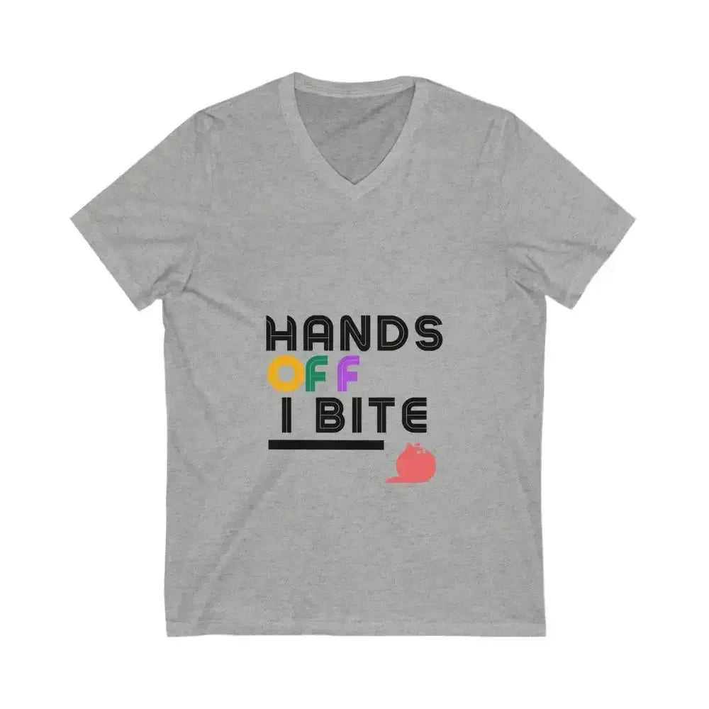 Hands Off I Bite V-Neck Tee - FloofChonk