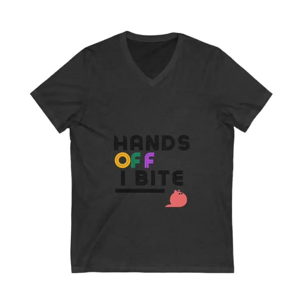 Hands Off I Bite V-Neck Tee - FloofChonk