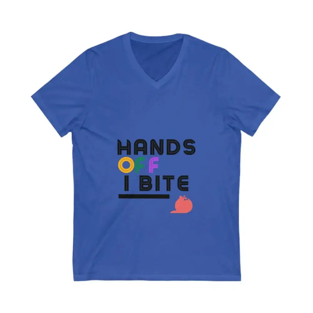 Hands Off I Bite V - Neck Tee - FloofChonk
