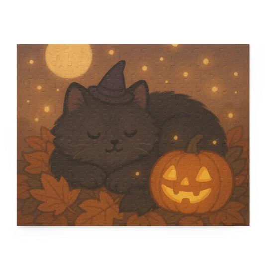 Jigsaw Puzzle - Cozy Cat Halloween 500-Piece Jigsaw, Fall Decor, Halloween Gift - FloofChonk