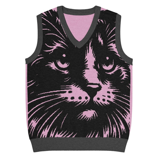 Cat Knit V-neck Vest - FloofChonk