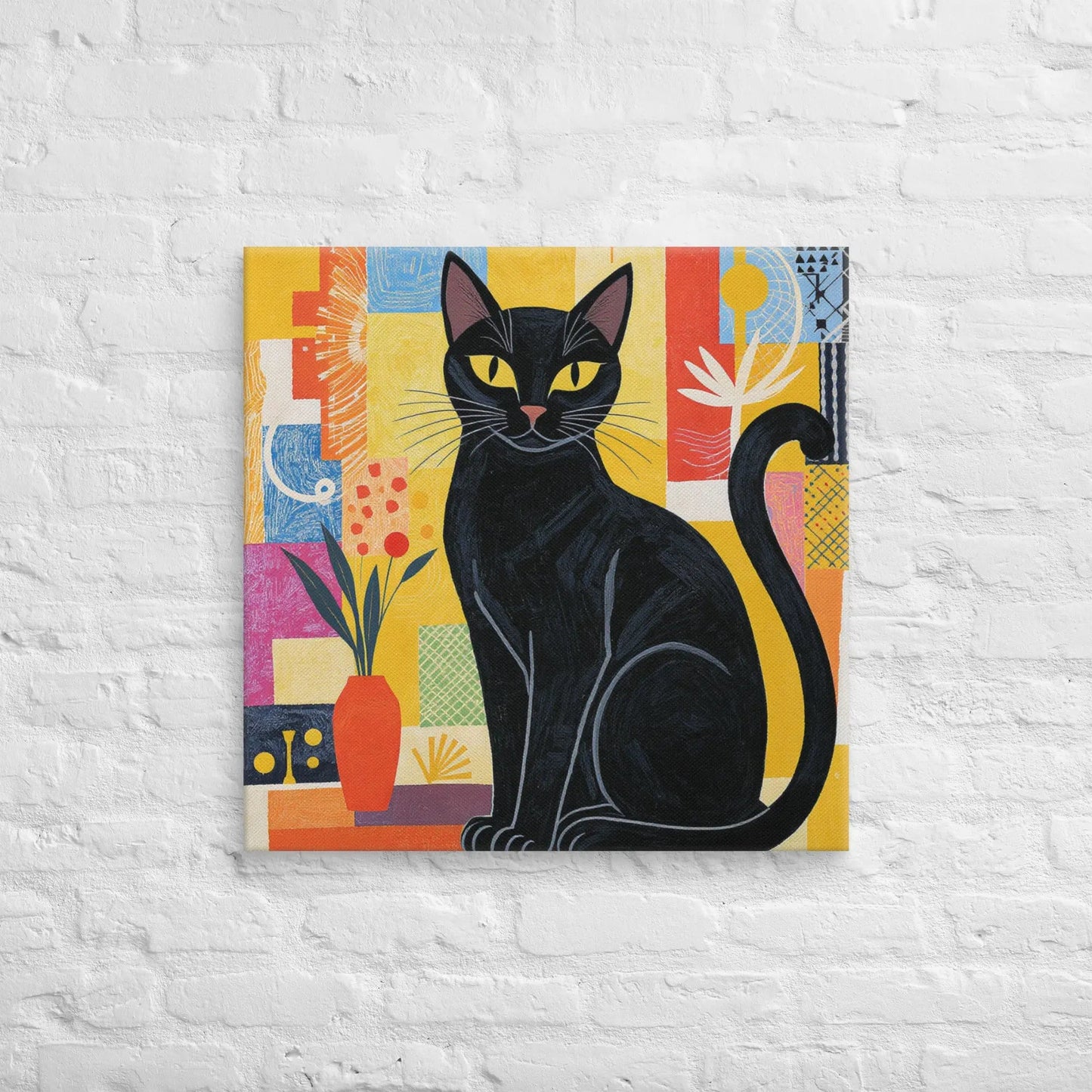 Mid - Century Modern Cat Canvas - FloofChonk