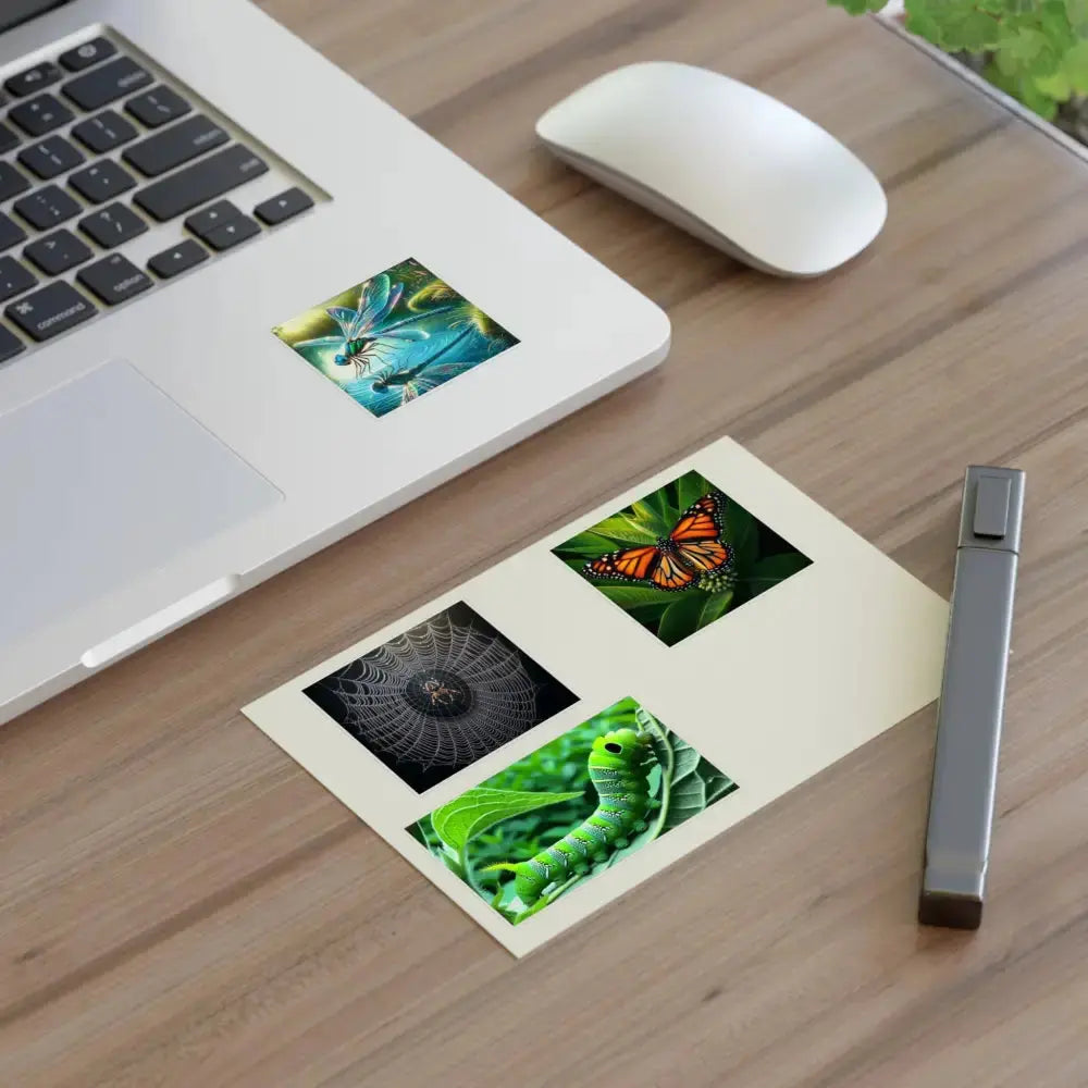 Nature - Inspired Sticker Sheets | Butterfly, Spider, Dragonfly Designs for Scrapbooking, Journaling, Craft Projects - FloofChonk