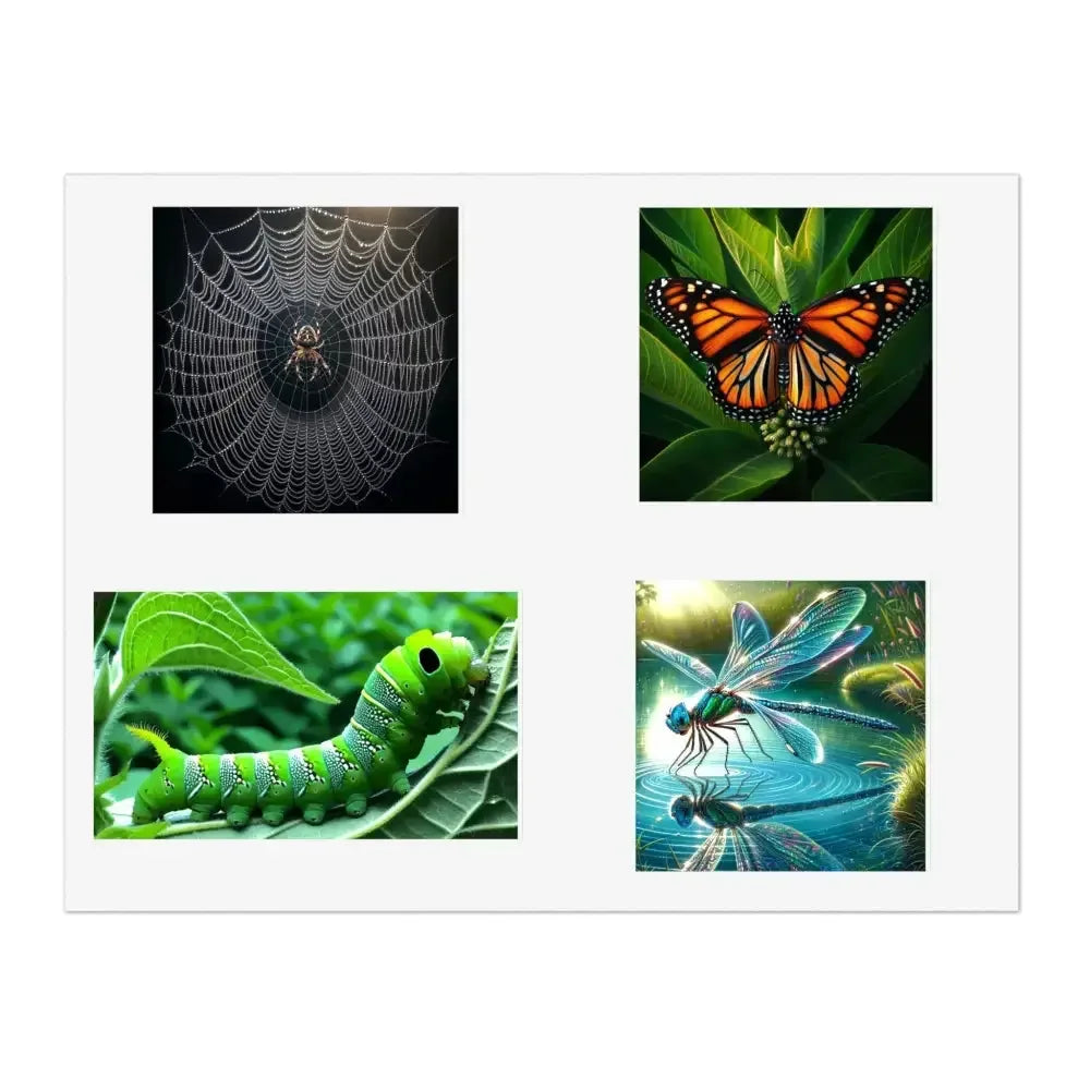 Nature-Inspired Sticker Sheets | Butterfly, Spider, Dragonfly - FloofChonk