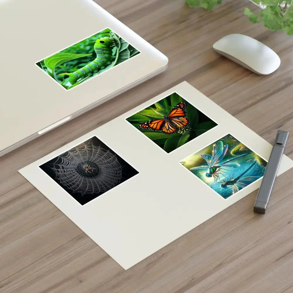 Nature - Inspired Sticker Sheets | Butterfly, Spider, Dragonfly Designs for Scrapbooking, Journaling, Craft Projects - FloofChonk