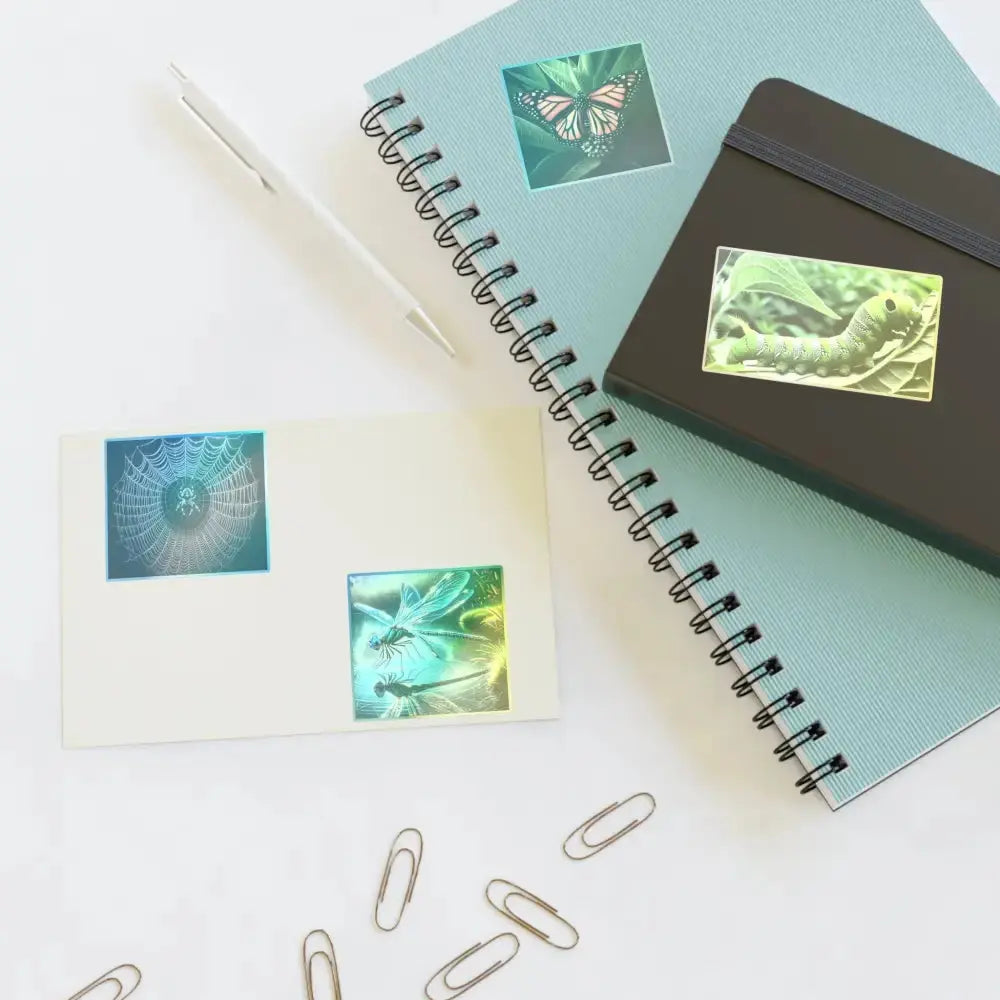 Nature - Inspired Sticker Sheets | Butterfly, Spider, Dragonfly Designs for Scrapbooking, Journaling, Craft Projects - FloofChonk