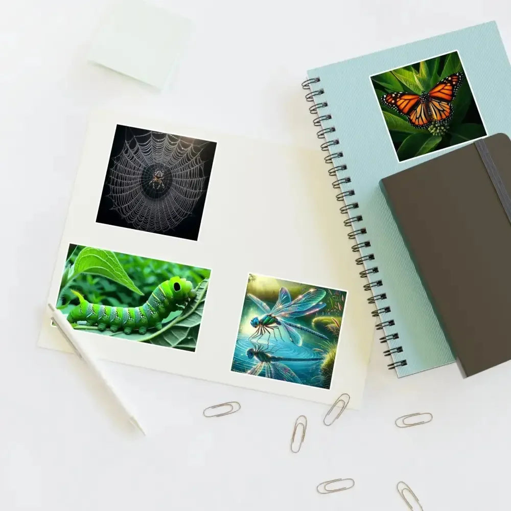 Nature-Inspired Sticker Sheets | Butterfly, Spider, Dragonfly - FloofChonk