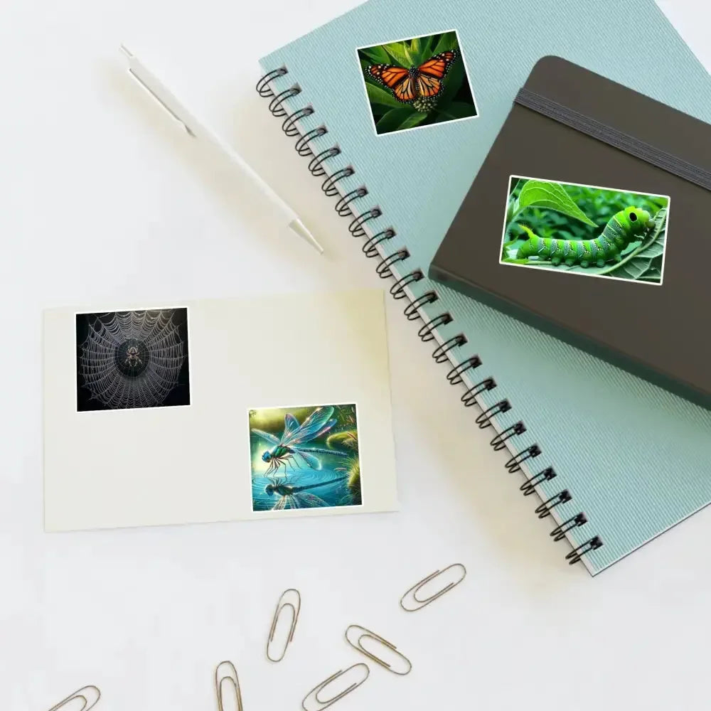 Nature-Inspired Sticker Sheets | Butterfly, Spider, Dragonfly - FloofChonk
