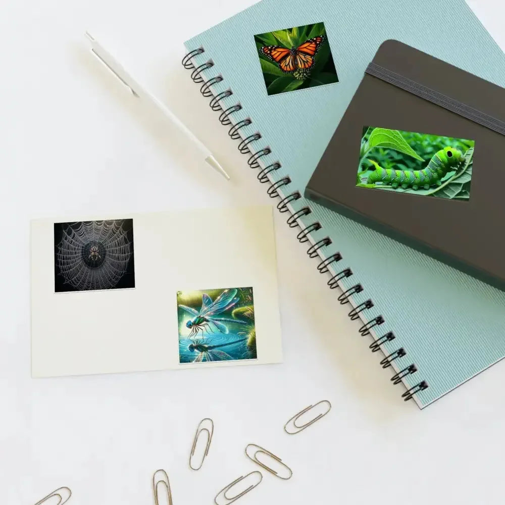 Nature-Inspired Sticker Sheets | Butterfly, Spider, Dragonfly - FloofChonk