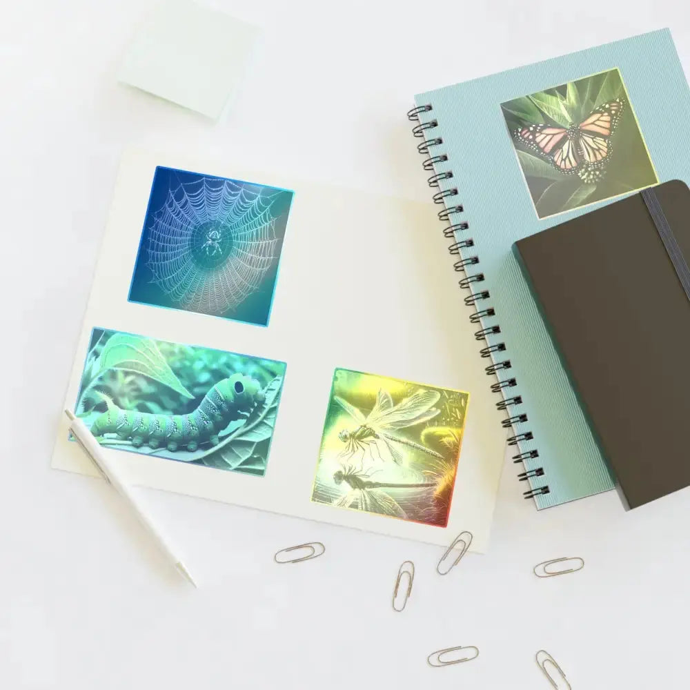 Nature - Inspired Sticker Sheets | Butterfly, Spider, Dragonfly Designs for Scrapbooking, Journaling, Craft Projects - FloofChonk
