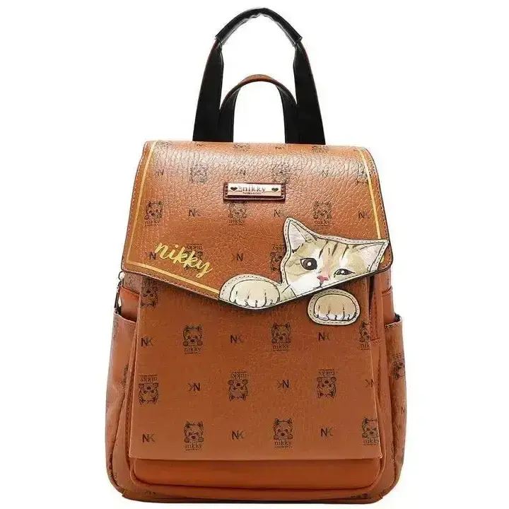 Nicole Lee USA Cat Eco - Leather Convertible Backpack Bag - FloofChonk