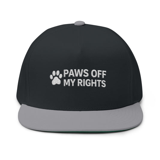 Paws Off My Rights Flat Bill Cap — Embroidered Cat Paw Freedom Hat - FloofChonk