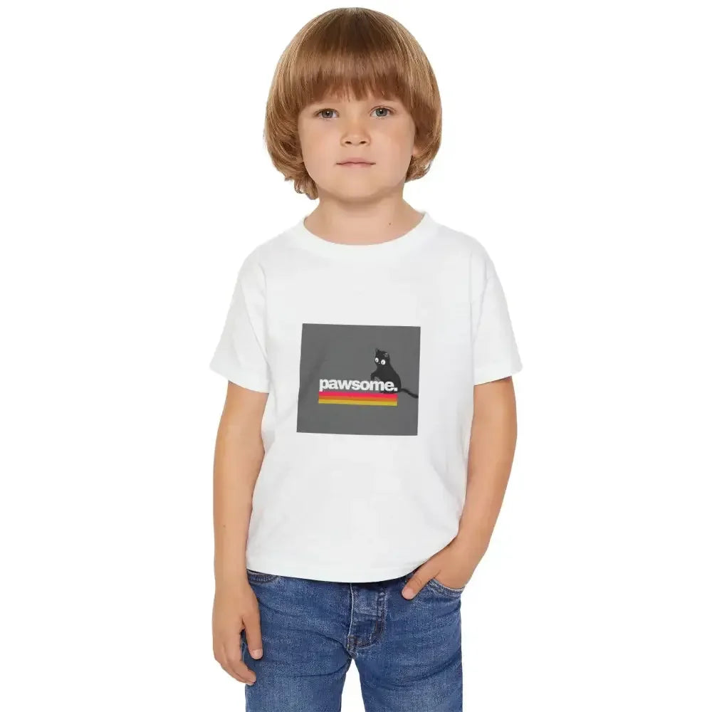 Pawsome Toddler T-shirt - Cute Cat Graphic Tee for Kids - FloofChonk