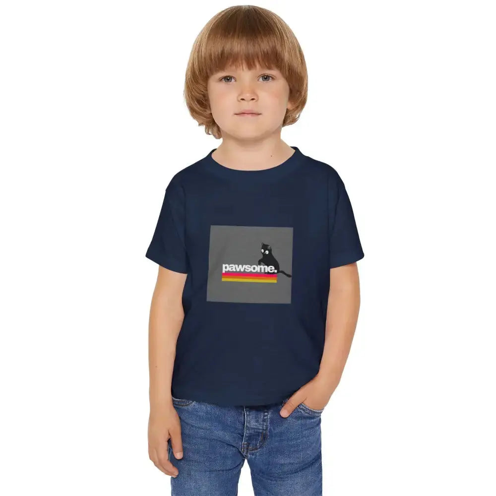 Pawsome Toddler T-shirt - Cute Cat Graphic Tee for Kids - FloofChonk