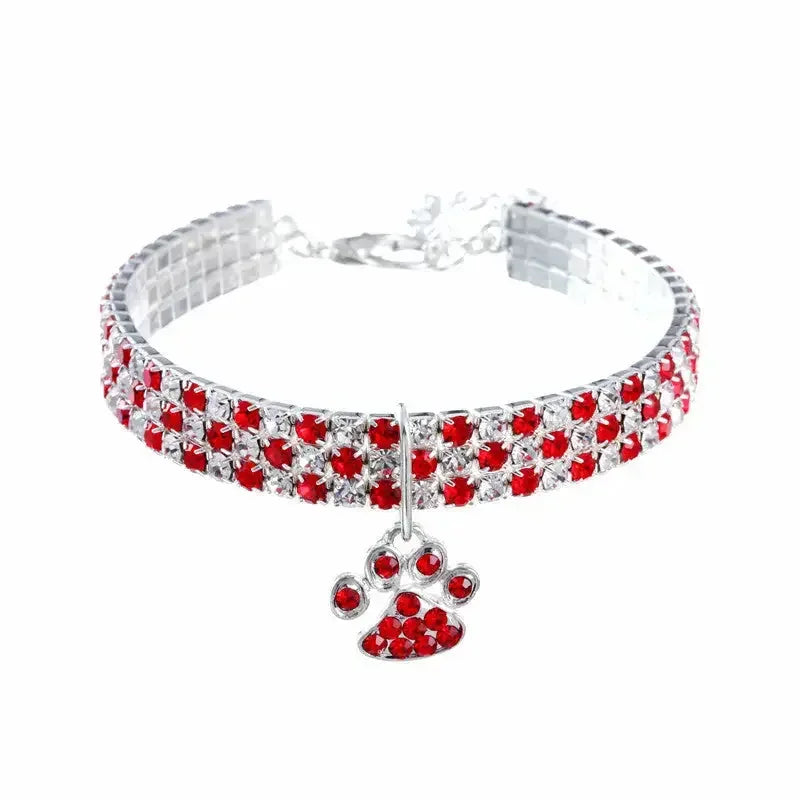 Fancy Pet Collar with Rhinestones and Silver Plating - FloofChonk