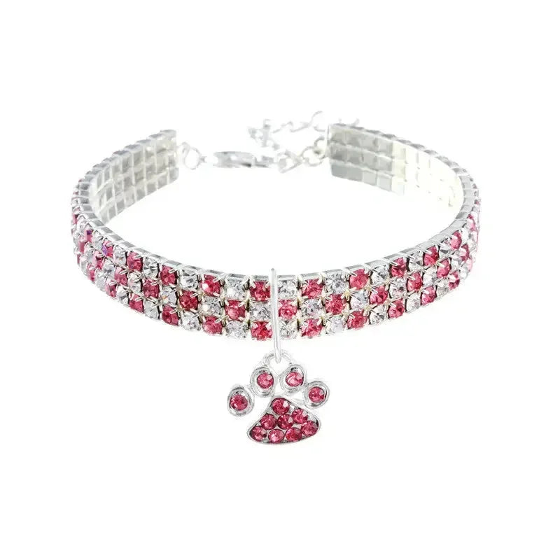 Fancy Pet Collar with Rhinestones and Silver Plating - FloofChonk